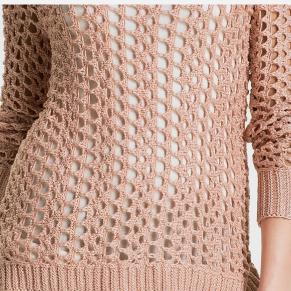 Lucky Brand Crochet Openwork Pink Knit Sweater Top | EUC Size S - Picture 6 of 6